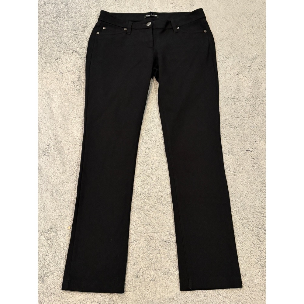 Eileen Fisher Petite Black Straight Leg Italian Fabric Stretch Pants 2P